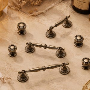 Vintage Zinc Alloy Cabinet Knob, Antique Brass Handle Pull, Retro Dresser Wardrobe Hardware, Kitchen Cupboard Door Handle