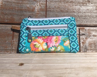 Small Teal Wallet | Coffee Clutch, Change Purse, Key Pouch, ID Holder