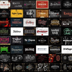 260+ Procreate Tattoo Lettering Stamps, Gothic Blackletter, Chicano Script (Bonus Fonts) image 15