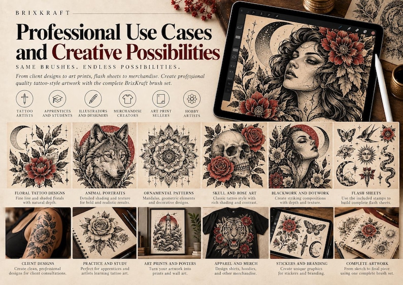 205 Procreate Tattoo Brushes - Etsy