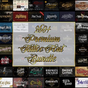 260+ Procreate Tattoo Lettering Stamps, Gothic Blackletter, Chicano Script (Bonus Fonts) image 9