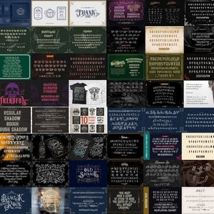 260+ Procreate Tattoo Lettering Stamps, Gothic Blackletter, Chicano Script (Bonus Fonts) image 17