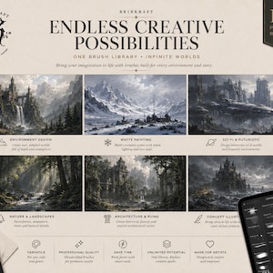 125 Concept Art Brushes for Procreate, Photoshop: Nature, Texture, Atmosphere image 5