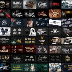 260+ Procreate Tattoo Lettering Stamps, Gothic Blackletter, Chicano Script (Bonus Fonts) image 14