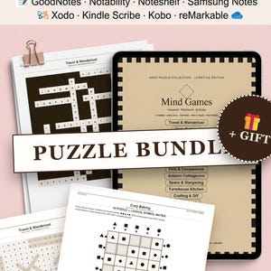 Crosswords, Word Search and IQ Puzzles (Hard) 300 Pages for iPad, Tablet, GoodNotes, Noteshelf, Kobo & More, Bonus Sudoku PDF Download