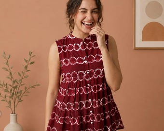 Indo Western Top | Rayon Peplum Top for Women | Printed Casual Tunic Top