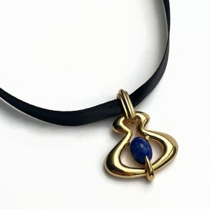 Vintage Jomaz Pendant or Charm, Blue Lapis Glass, Blue Peking Glass, Mazer Brothers, Jospeh Mazer