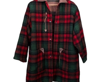 Cappotto in lana a quadri Vintage Penny Black / Max Mara, spalline e colletto in pelle, cappotto da auto italiano di design oversize degli anni '80