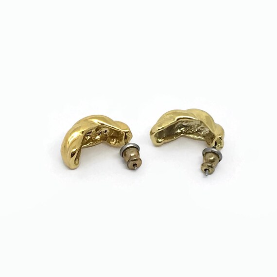 Unused Vintage 1980s Gold Twisted Half Hoop Earri… - image 5