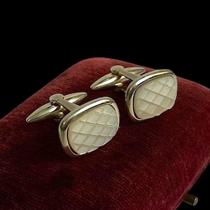 Vintage Silver Gilt Cufflinks with Mother of Pearl Shell Fronts