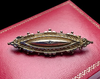 Spilla in oro Pinchbeck revival etrusco vittoriano, gioielli antichi della fine del 1800