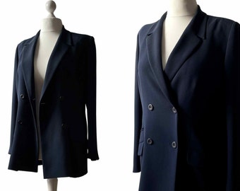 Blazer vintage doppiopetto blu navy di Alexon Una giacca da abito morbidamente sartoriale