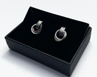 Vintage Silver Disc Earrings for Pierced Ears in Presentation Box