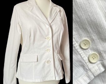 Giacca o blazer vintage Laura Ashley in cotone bianco taglia UK 16/18