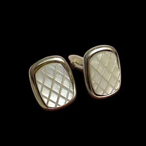 Vintage Silbervergoldete Manschettenknöpfe mit Perlmuttmuschel-Fronten