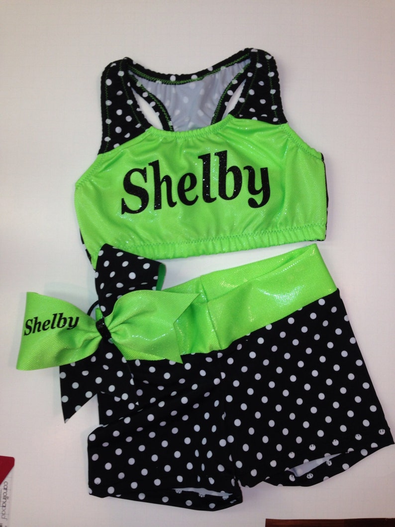Neon green and black cheer practice wear