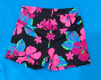 Floral print spandex shorts