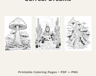 Surreal Landscape Coloring Pages Bundle