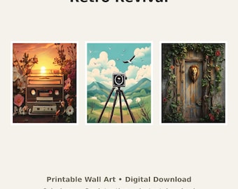 Retro Wall Art Bundle - Instant Download - 6 Vintage Prints