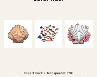 Ocean Coral & Seashells Clipart Bundle