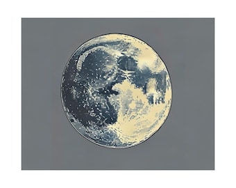 Gibbous Moon Icon Poster - Lunar Cycle Art