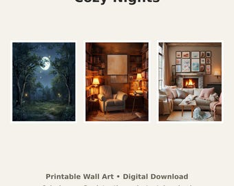 Cozy Nights Wall Art Bundle - 6 Digital Downloads