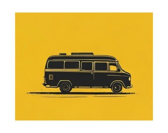 Camper Van Life Vintage Van Silhouette Poster