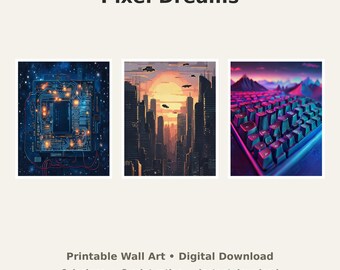 Pakiet grafik komputerowych na ścianę – 6 plików cyfrowych do pobrania