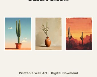 Desert Cactus Terracotta Wall Art Bundle Instant Download