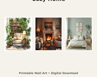 Cozy Home Decor Wall Art Bundle - 6 Digital Prints
