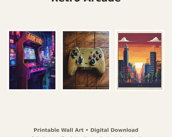 Retro Gaming Wall Art Bundle - 6 Digital Downloads