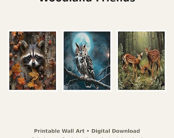 Woodland Animals Wall Art Bundle - 6 Digital Prints