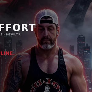 May include: A muscular individual wearing a black tank top and a white and grey baseball cap. The text SOLOFFORT FITNESS STRUCTURE RESULTS, NO FLUFF. JUST DISCIPLINE, and SOLOFFORT.COM is displayed against a dark, futuristic city skyline background.