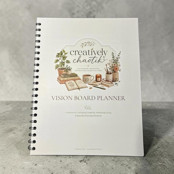 Creatively Chaotik Vision Board Planner | Guided Goal Setting & Manifestation Journal | Undated Personal Growth Planner