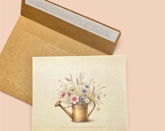 Botanical Wildflower Stationery Set | 6 Watercolor Flat Notecards 4.50” x 5.25”