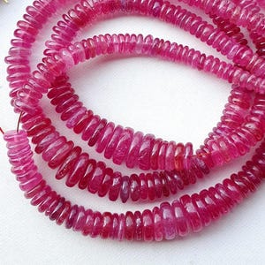 AAA Natural Ruby Smooth Gemstone Beads , Ruby Smooth Tyre Shape Beads For Jewelry , 5 MM To 10 MM Size Beads Approx , 10 Inch Long Strand