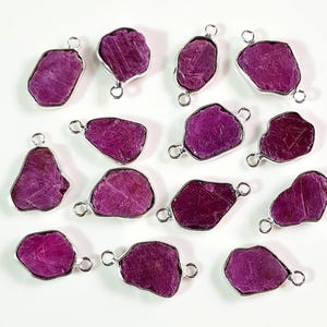 wholesale ruby rough stone 10 pic connector , 100% Natural Ruby Gemstone Slices 9x14 to 12x20 MM Size ,Slices Rough Pentagon Shape charms .