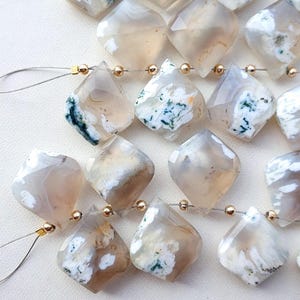 Dendritic Opal Beads Dendritic Opal Faceted Briolette Fancy Leaf Shape Beads 15X18mm 10 Pieces Matched Pairs Dendrite Opal beads For Jewelry