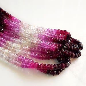 Natural High Quality Ruby Shaded Gemstone | AAA Ruby Faceted Rondelle Shape Beads | 4 MM To 5 MM Bead Size Approx | 15.5 Inch Long Strand