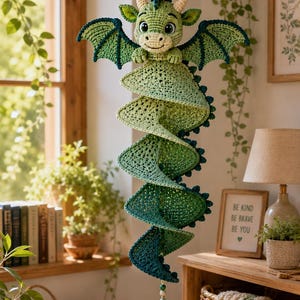 Virkad vindspinnare i PDF-mönster för drake | Amigurumi Ombré spiralhalsband | Avancerad nybörjare/mellansteg | 24-26 tum