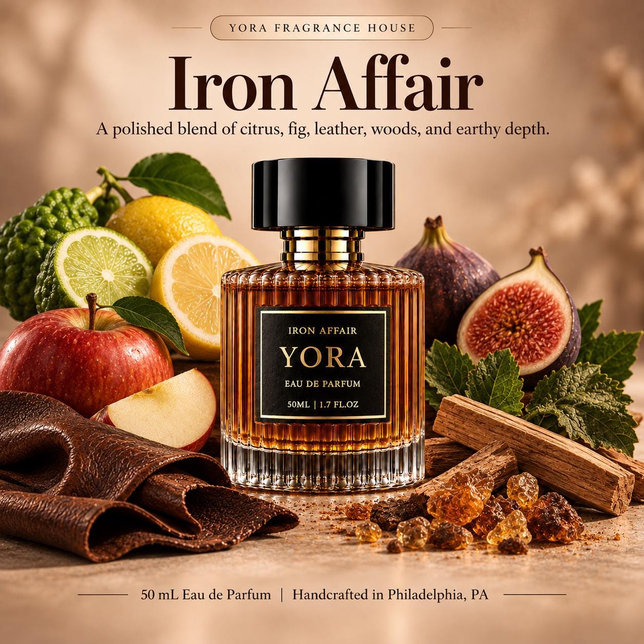 Iron Affair Handmade Mens Cologne Oil with Fig, Lemon, Apple, Leather and more