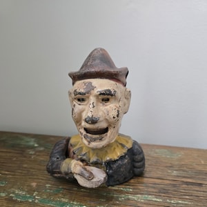 Old Humpty Dumpty Clown Cast Iron Bank Halloween Decor