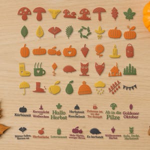 54 Fall SVG Bundle, German Sayings, Mushrooms, Pumpkins, Leaves (Digital Download)