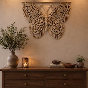 Boho Macrame Butterfly Wall Hanging Pattern PDF, Beginner Fiber Art Tutorial