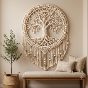 Tree of Life Macrame Wall Hanging Pattern, Boho Fiber Art Tapestry (PDF Download)