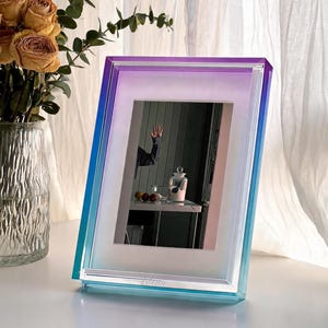 Porta-retratos em acrílico, decoração para mesa de escritório, expositor de fotos
