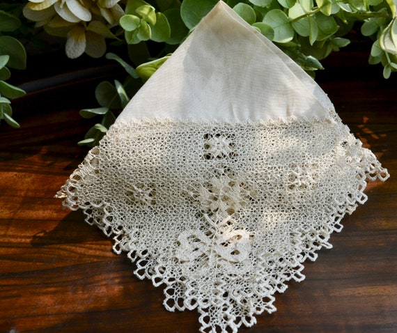 Victorian Ivory Wedding Handkerchief ~ Victorian H