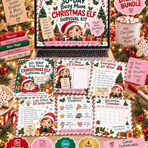 Christmas Elf Kit, 20-Page Digital Planner PDF | Editable Fillable