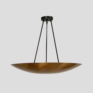 Modern Brass Dome Pendant Light, Perforated Brass Chandelier, Mid Century Ceiling Light, Kitchen Island Hanging Lamp Fixture