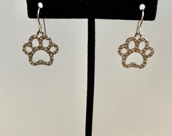 The mattie rhinestone paw print ear wire drop earrings